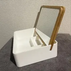竹ボックスミラー メイクボックス ドレッサー ナチュラル コンパクト