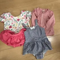 95cm 水着セット 花柄 ストライプ フリル付き