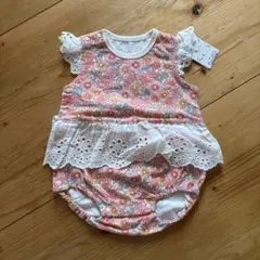 花柄コットンロンパース 70cm