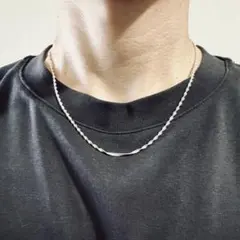 桐*P様 シルバー ツイスト チェーンネックレス 長さ約45cm 幅約2mm
