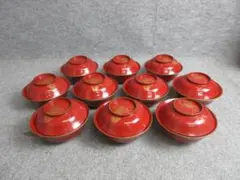 輪島朱塗沈金花篭手梅椀10個 [B29358] 輪島朱塗沈金花篭手梅椀10個 [B29358] - メルカリ