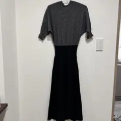 FRAY I.D ドッキングワンピース　ニット　長袖プリーツ　カシミア　Aライン