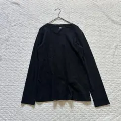 美品 ユニクロ クルーネックロングTシャツ 黒 L 長袖 カットソー ロンTのサムネイル