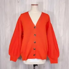 【PAGEBOY】長袖 カーディガン 羽織り Vネック オレンジ 派手カラー