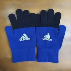 adidas 青黒 ニット手袋 滑り止め付き