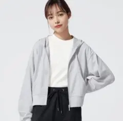 GU UVカットフルジップパーカ(長袖) LIGHT GRAY Mジーユー