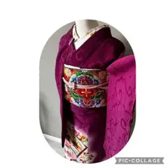 振袖　刺繍　金彩　藤の花　桔梗　牡丹　菊花　成人式　着物　052b 振袖 刺繍 金彩 藤の花 桔梗 牡丹 菊花 成人式 着物 052b - メルカリ