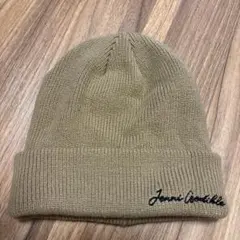 キッズ ベージュ 折り返しニット帽 Jenna Aroshka刺繍