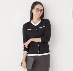 ORIHICA 美ラクるニットCOMFY 配色カーディガン Mサイズ