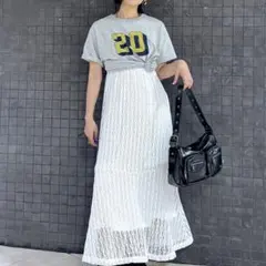 ジーナシス　おね　eL+one Pack TEE ホワイト×グレー　グレー単品