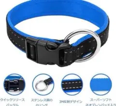 【ブルー】犬 首輪 小型犬 猫首輪 おしゃれ セーフティバックル 調節可能
