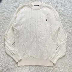 希少 ラルフローレン ケーブルニット ホワイト コットン素材 Sサイズ