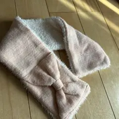 リボン付きフリースマフラー ピンク