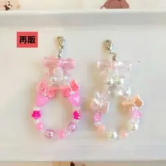 再販【No.19】たまごっち ビーズチャーム ストラップ ピンクリボン2コセット