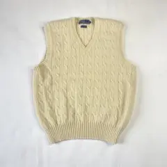 90s ラルフローレン ウール ケーブル ニット ベスト e72