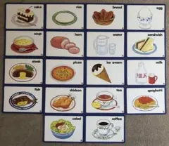 フラッシュカード　食べ物　英語　イラストカード 18枚セット 幼児　小学生