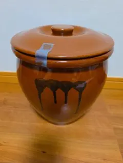 ☆美品☆常滑焼 久松窯 丸壺 8号 蓋付き かめ 14.4L 保存容器 陶器