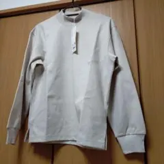 新品 UNIQLO ブラッシュドジャージーモックネックT ナチュラル S
