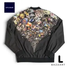【最高デザイン】アップルバム MA-1 ブルゾン L レコードジャケ 総柄 黒のサムネイル