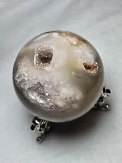 天然フラワーアゲート ジオードスフィア 68mm ⑤ インド産 天眼 天然