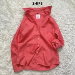 SHIPS　リネン100% シャツ　ピンク　M