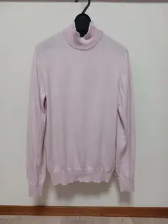 エクストラファインメリノウール 長袖セーター Lサイズ ピンク　毛ウール100％