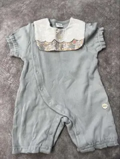 futafuta 花柄襟ロンパース　水色 70センチ