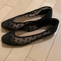 ZARA ドットシースルーパンプス メッシュ フラットシューズ 水玉