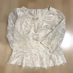 アイボリー レース ペプラムトップス 長袖