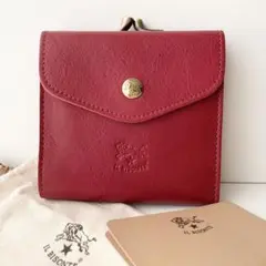 イルビゾンテ IL BISONTE 折り財布 がま口 レザー レッド 新品