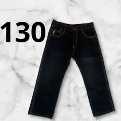 極暖・厚手【130】裏スエード デニム風パンツ ブラック 防寒 ズボン 男の子