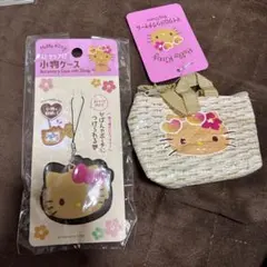 キティ 小物ケース 、￼マイクロバックチャーム新品　ストラップ付き　2点セット