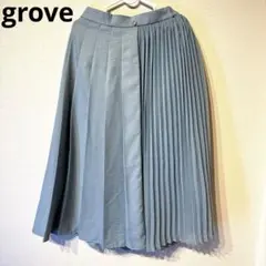 grove ライトブルー プリーツ フレアスカート
