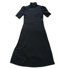 ZARA ザラ ロングワンピース ニット タートルネック フレア ダークグレー