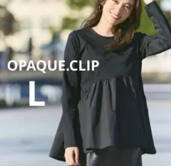オペークドットクリップ　シルク調コットン切替 Aラインカットソー ブラック