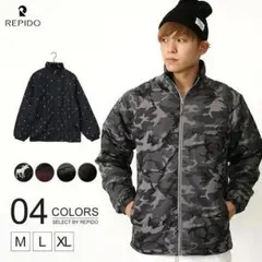 在庫わずか☆即納☆総柄 裏 フリース ナイロン スタンドカラー ブルゾン