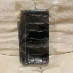iPhone12 Pro Max クロコ調 ブラック 手帳型スマホケース
