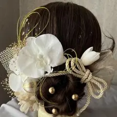 《水引金箔付》紐リボン胡蝶蘭髪飾り♡前撮り　成人式　結婚式　振袖　和装卒業式　袴