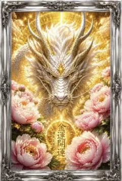 白龍と芍薬の輝き 開運絵画アート 額縁なし 風水 スピリチュアル 御守り