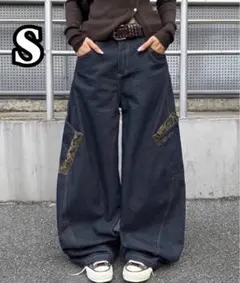 レオパード柄　デニムカーブパンツ