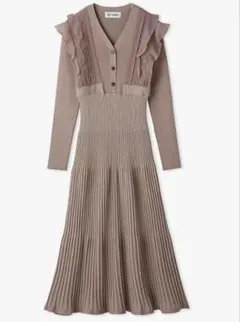 Lily Brown リリーブラウン シフォンドッキングニットワンピース