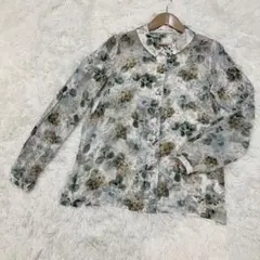 美品 ミズイロインド 総柄 シワ加工 シャツ ブラウス 日本製 トップス 