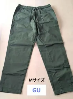 【美品】GUメンズカーゴパンツ☆ウエストゴム☆オリーブグリーン　M