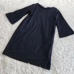 DRESKIP ドレスキップ ワンピース ネイビー L 袖フレア 膝丈 タイト