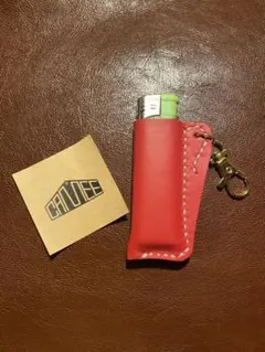 ヌメ革ライターケース　レッド