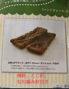 メルカリ祭感謝価格　手芸キット　アラン模様のハンドウォーマー(棒針、縄編針付)