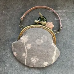 ミナペルホネンchoucho＋noppara がま口ミニミニバッグ　ハンドメイド