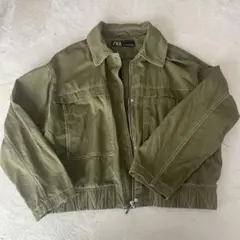 ZARA オリーブグリーン クロップドジャケット L