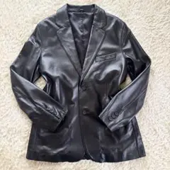 美品✨レザージャケット　テーラードジャケット　ラムレザー　ブラック　M