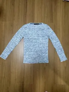 Vネック長袖カットソー M ブルー系